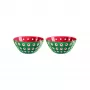 Conjunto de 2 taças Guzzini Le Murrine 12 cm verde-esmeralda/branco/vermelho