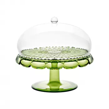 Suporte para bolo com campânula de vidro Guzzini Vanity, verde nenúfar, 30 cm