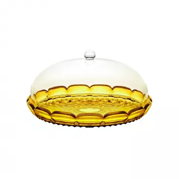 Suporte para bolo com tampa Guzzini Vanity, amarelo-açafrão