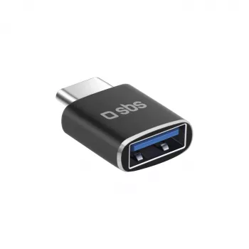 SBS Adaptador USB-C para USB-A, USB 3.0, 5Gbps, OTG, Carregamento 3A, Alumínio, Preto