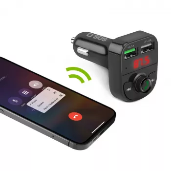 SBS TECARFM2USB Transmissor FM Bluetooth com Função Mãos-Livres e Carregamento USB Duplo