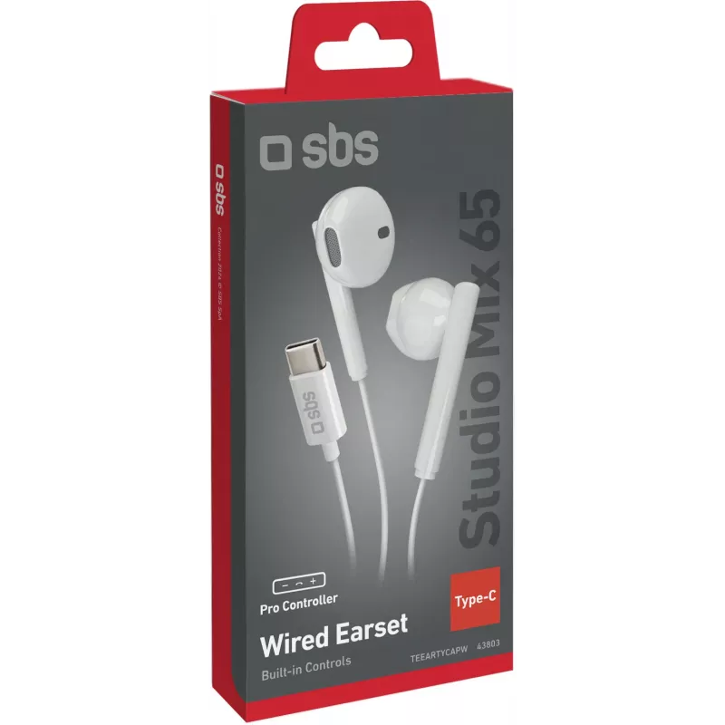 SBS Studio Mix 65c auriculares USB-C com fio, branco (TEEARTYCAPW)