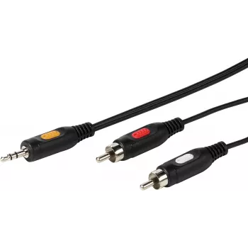 Cabo de áudio de 3.5 mm para 2xRCA Vivanco 2.5 m (VVAJACK2RCA25MMK)