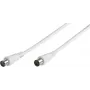 Vivanco cabo de antena coaxial, macho-fêmea, 75 ohms, branco (VVAN150MFW)