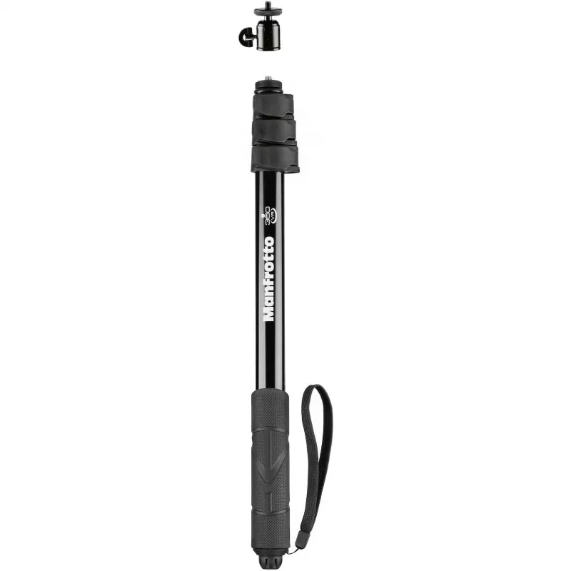 Manfrotto MPOLEVR Vara de Extensão em Alumínio para Câmaras 360° e de Ação, 4 Segmentos, 66-200 cm, Preto