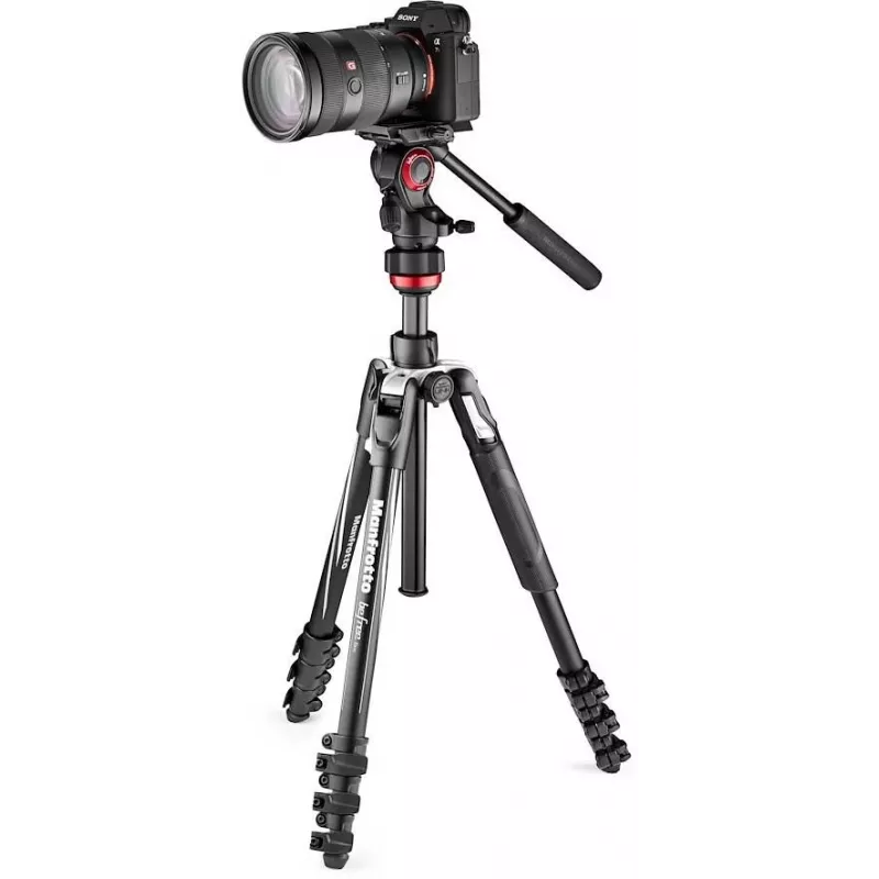 Manfrotto BEFREE Live Lever Kit de tripé de vídeo em fibra de carbono com cabeça fluida
