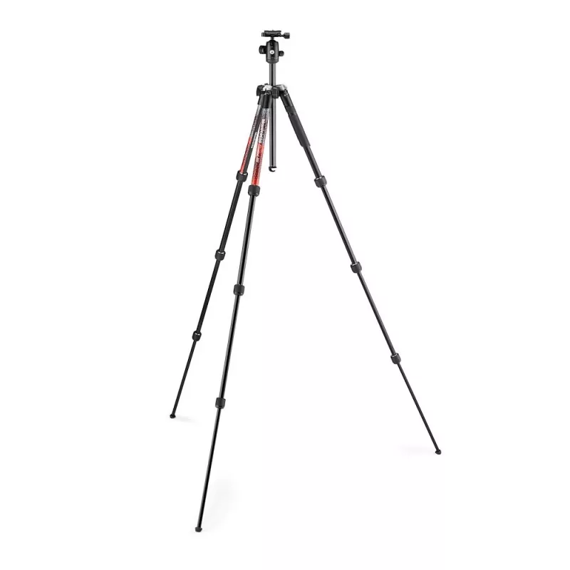 Manfrotto MKELMII4RD-BH Element MII Tripé de alumínio de 4 secções com cabeça de esfera, vermelho