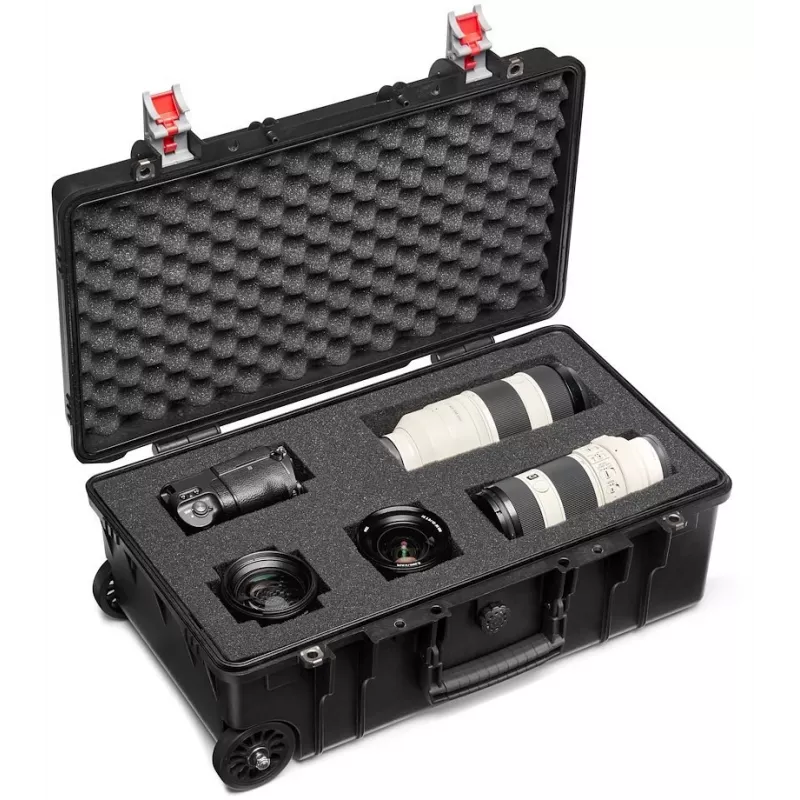 Manfrotto Pro Light Reloader Tough H-55 Mala rígida para equipamento fotográfico, IP67 à prova de água e pó, fecho TSA, tamanho de bagagem de mão, preto