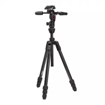 Manfrotto MKBFRTC4GTFB-3W Befree GT Tripé de viagem em fibra de carbono com cabeça fluida de 3 vias, fechos de rosca, capacidade 10 kg, altura máx. 164 cm, preto