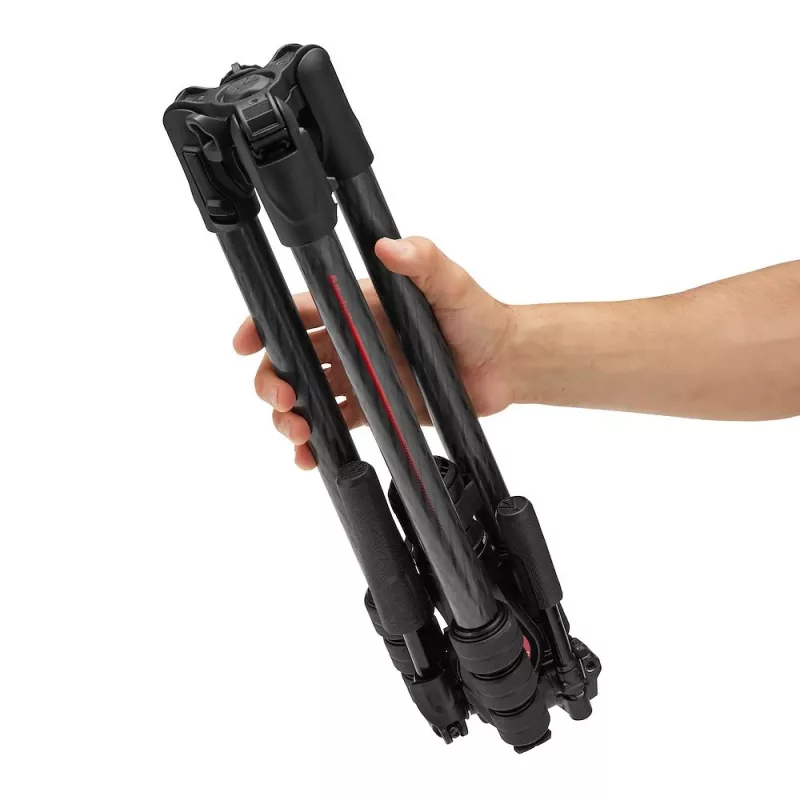 Manfrotto MKBFRTC4GTFB-3W Befree GT Tripé de viagem em fibra de carbono com cabeça fluida de 3 vias, fechos de rosca, capacidade 10 kg, altura máx. 164 cm, preto