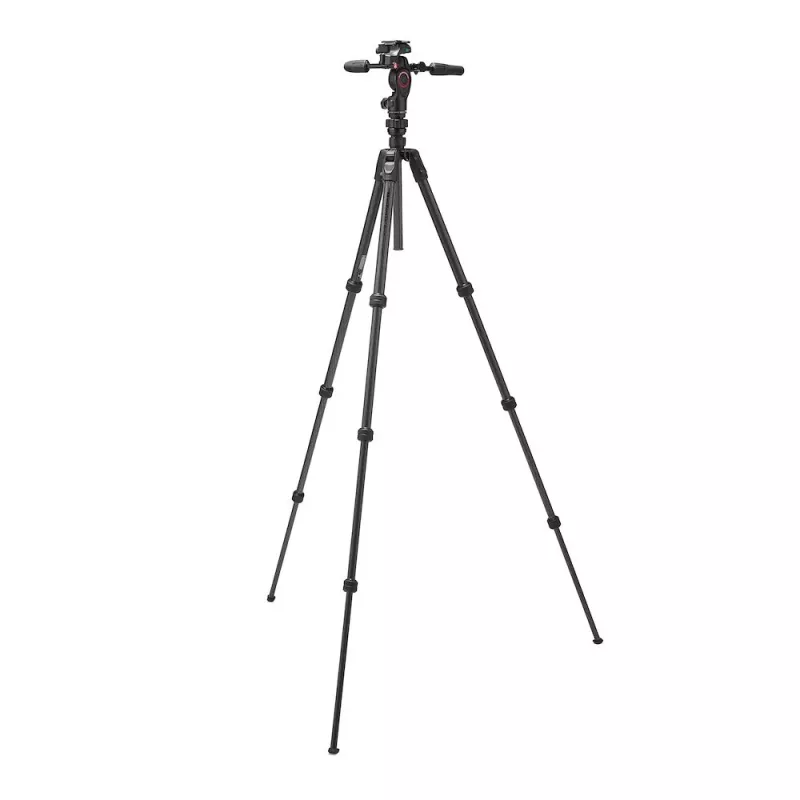 Manfrotto MKBFRTC4GTFB-3W Befree GT Tripé de viagem em fibra de carbono com cabeça fluida de 3 vias, fechos de rosca, capacidade 10 kg, altura máx. 164 cm, preto