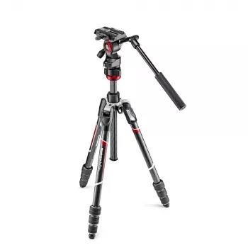 Conjunto de tripé de vídeo em fibra de carbono Manfrotto MVKBFRTC-LIVE com cabeça fluida Befree Live