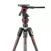 Conjunto de tripé de vídeo em fibra de carbono Manfrotto MVKBFRTC-LIVE com cabeça fluida Befree Live