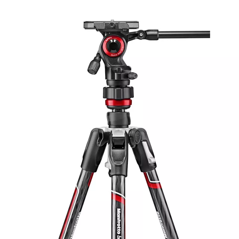 Conjunto de tripé de vídeo em fibra de carbono Manfrotto MVKBFRTC-LIVE com cabeça fluida Befree Live