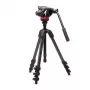 Sistema de tripé de vídeo em fibra de carbono Manfrotto 055 com cabeça fluida 502AH