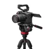 Sistema de tripé de vídeo em fibra de carbono Manfrotto 055 com cabeça fluida 502AH