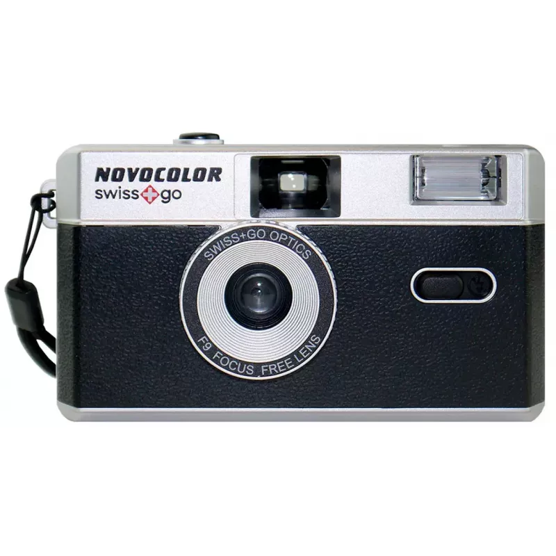 Swiss+Go Novocolor kit de câmara analógica 35mm com flash, bolsa, correia e filme Kodak (SWI401608)