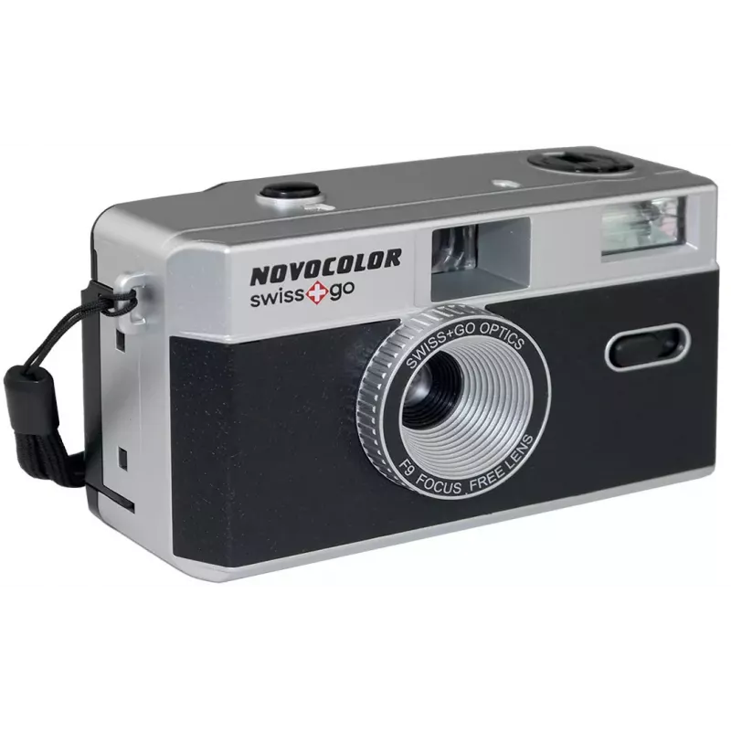 Swiss+Go Novocolor kit de câmara analógica 35mm com flash, bolsa, correia e filme Kodak (SWI401608)