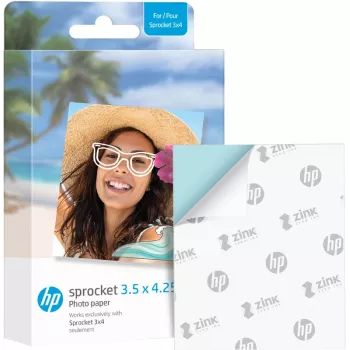 Papel fotográfico HP ZINK 3,5 x 4,25 polegadas brilhante, autocolante, 20 folhas para HP Sprocket