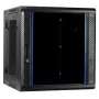 DSIT DS6612ZP-DOUBLE armário de servidor 6U para montagem na parede com porta de vidro temperado e painéis laterais perfurados, 600x450x370 mm, preto