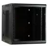DSIT DS6612ZP-DOUBLE armário de servidor 6U para montagem na parede com porta de vidro temperado e painéis laterais perfurados, 600x450x370 mm, preto