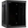 DSIT armário de servidor 15U para montagem na parede com porta de vidro e painéis laterais perfurados, 600x600x770 mm, preto