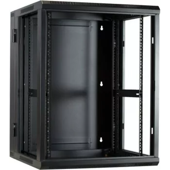 DSIT armário de servidor 15U para montagem na parede com porta de vidro e painéis laterais perfurados, 600x600x770 mm, preto