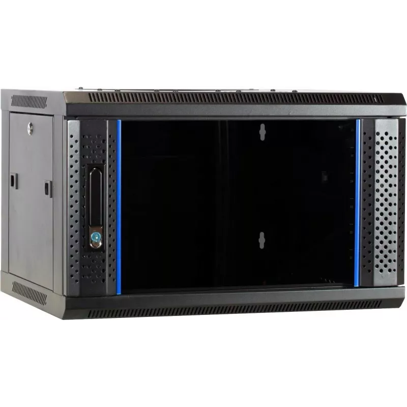 DSIT DS6404 armário de servidor 4U para montagem na parede com porta de vidro, 600x450x280 mm, preto