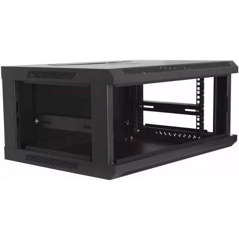 DSIT DS6404 armário de servidor 4U para montagem na parede com porta de vidro, 600x450x280 mm, preto