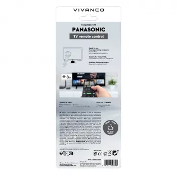 Vivanco VVREMOTEPANA telecomando universal para TVs Panasonic – pré-programado, IR, preto