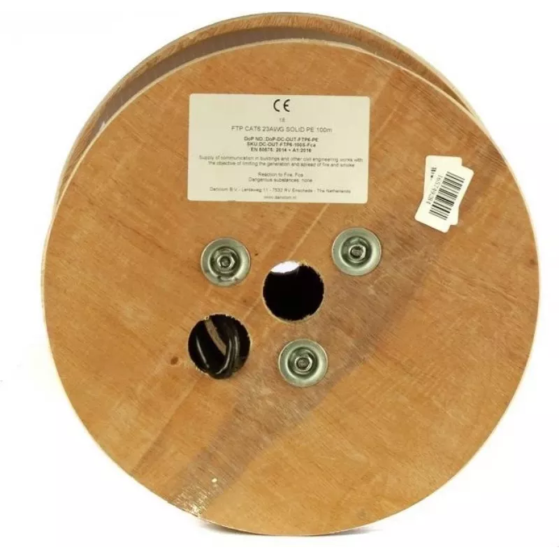 Cabo exterior DSIT DANICOM CAT6 FTP 100m com condutor maciço e bainha PE (Fca) - DC-OUT-FTP6-100S-FCA