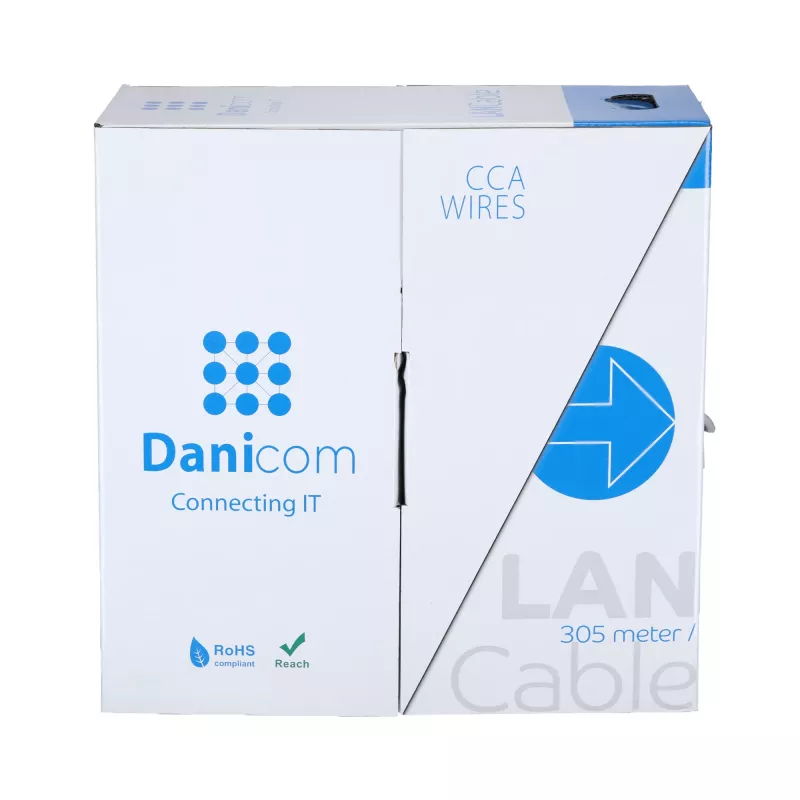 Cabo de rede DSIT CAT6 U/UTP 24/7 flexível 305m cinzento CCA