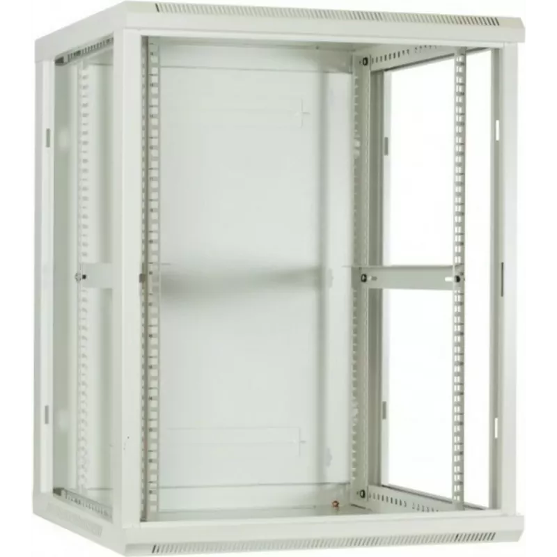 Armário de servidor de montagem na parede DSIT 18U com porta de vidro, 600x600x900 mm, branco