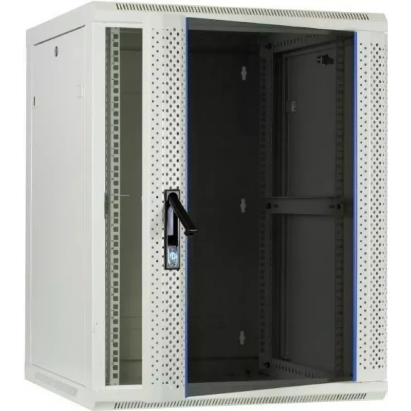 Armário de servidor de montagem na parede DSIT 18U com porta de vidro, 600x600x900 mm, branco