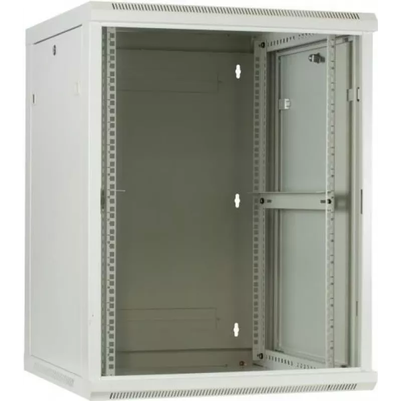 Armário de servidor de montagem na parede DSIT 18U com porta de vidro, 600x600x900 mm, branco