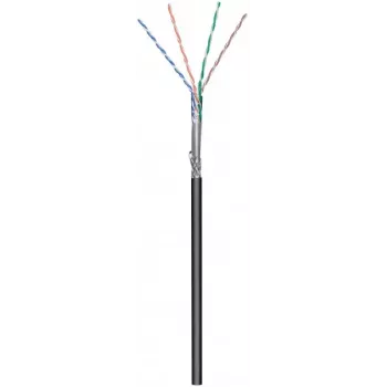 Cabo de rede exterior DSIT CAT6 S/FTP AWG 26/7 flexível 305m preto CCA