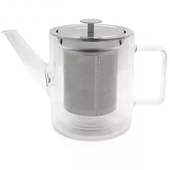 Bule de chá de vidro Bredemeijer San Remo 1,0L com parede dupla e filtro