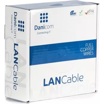 Cabo de rede DSIT Danicom CAT5e UTP 50m condutor maciço LSZH Dca azul 100% cobre