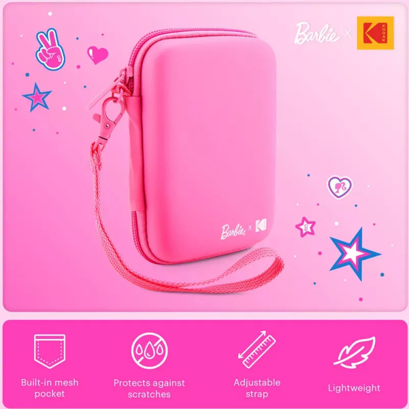 Kodak x Barbie estojo de proteção EVA com alça removível e bolsa de rede para Printomatic e Step Slim, rosa (RODBCEPK)