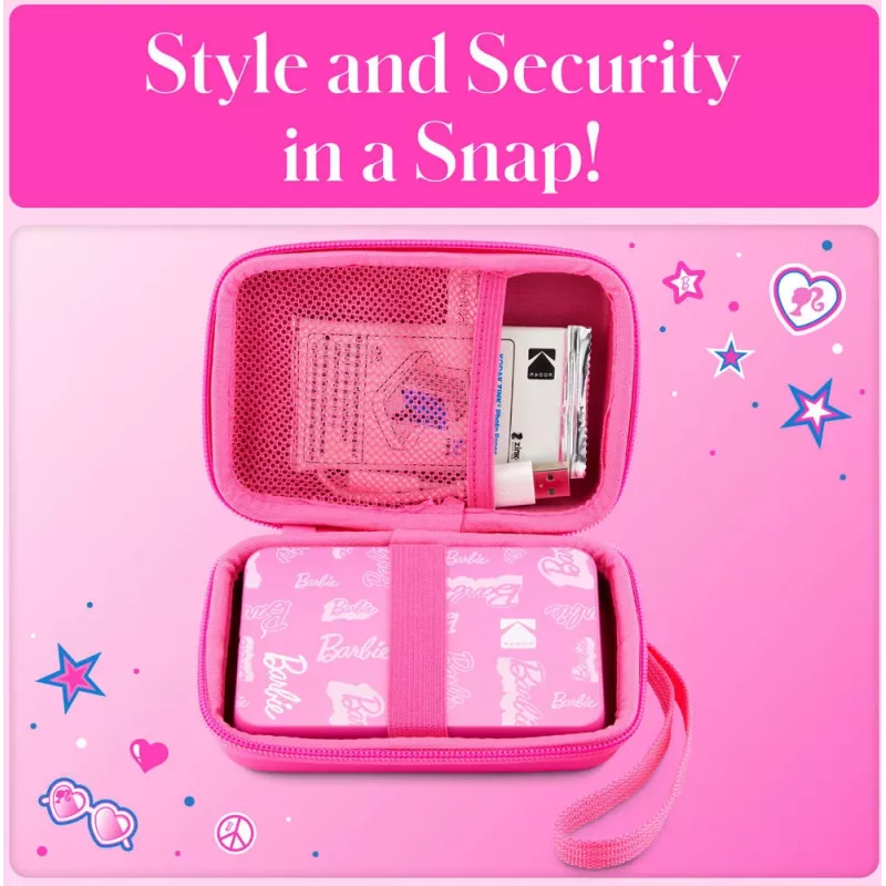 Kodak x Barbie estojo de proteção EVA com alça removível e bolsa de rede para Printomatic e Step Slim, rosa (RODBCEPK)
