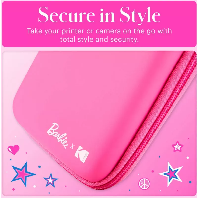 Kodak x Barbie estojo de proteção EVA com alça removível e bolsa de rede para Printomatic e Step Slim, rosa (RODBCEPK)