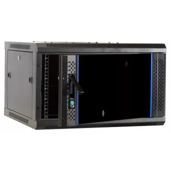 Caixa de servidor de parede DSIT DS6604-F 6U com porta de vidro, 600x450x320 mm, preto