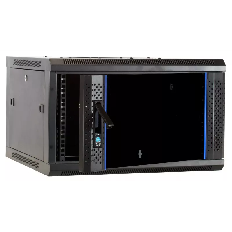 Caixa de servidor de parede DSIT DS6604-F 6U com porta de vidro, 600x450x320 mm, preto