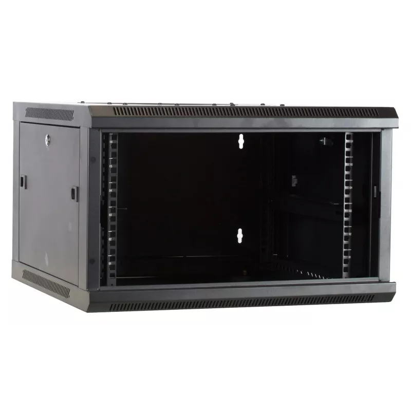 Caixa de servidor de parede DSIT DS6604-F 6U com porta de vidro, 600x450x320 mm, preto