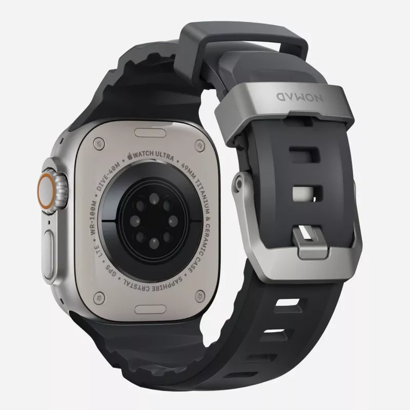 Pulseira NOMAD Rocky Point para Apple Watch 46mm/49mm preto-prateado