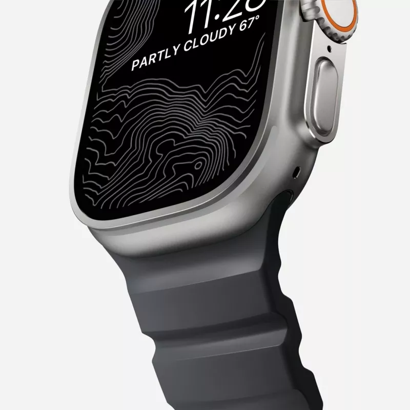 Pulseira NOMAD Rocky Point para Apple Watch 46mm/49mm preto-prateado