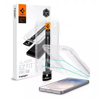 Película de vidro temperado Spigen Glas.tR EZ Fit Pro AC pack de 2 para Samsung Galaxy S26 FE - transparente, dureza 9H, moldura de alinhamento automático