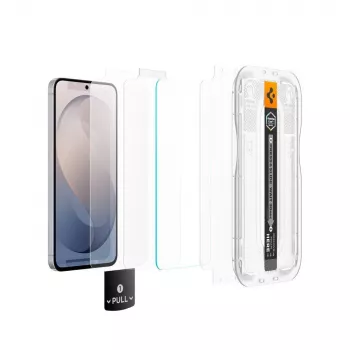 Película de vidro temperado Spigen Glas.tR EZ Fit Pro AC pack de 2 para Samsung Galaxy S26 FE - transparente, dureza 9H, moldura de alinhamento automático