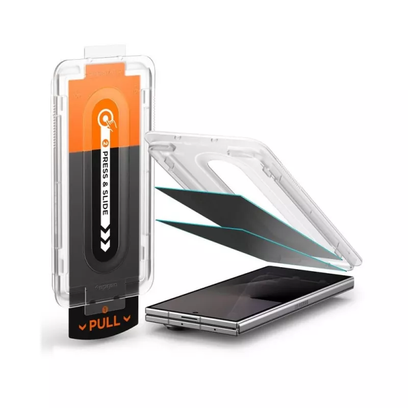 Película de vidro temperado Spigen Glas.tR EZ Fit Pro pack de 2 com filtro de privacidade ultra para ecrã principal Samsung Galaxy Z Fold 7 / 8