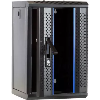 Rack de servidor de parede DSIT 9U 10 polegadas com porta de vidro, 312x310x486 mm, preto